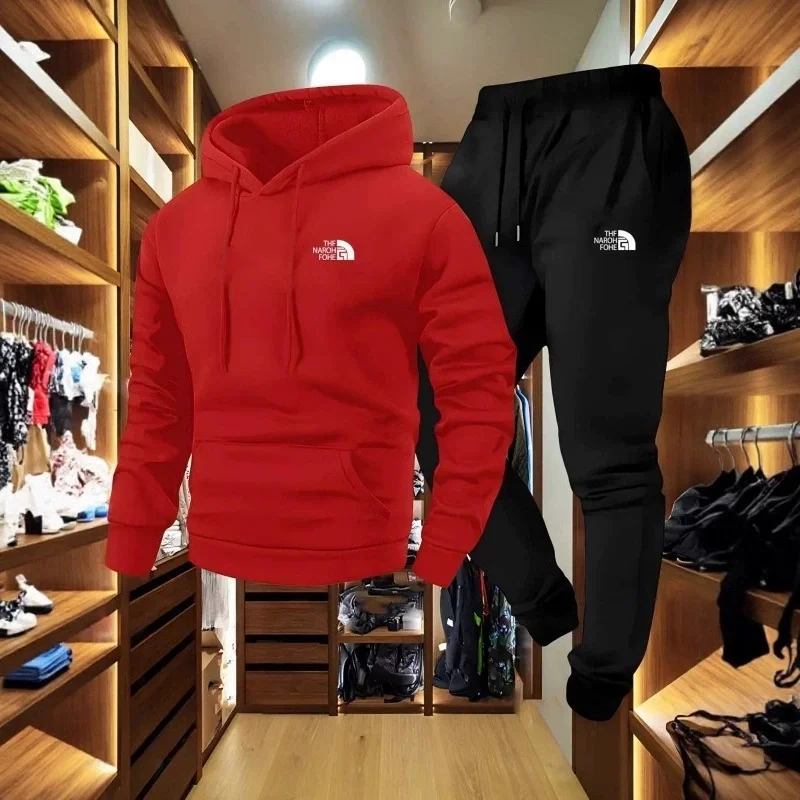 Outdoor Sport Hoodie - Мужской осенне-зимний повседневный комплект из двух